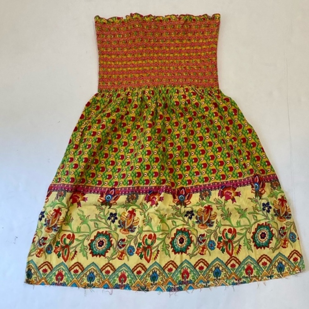Erica Tanov Smocked Tube Top Strapless Mini Dress XS